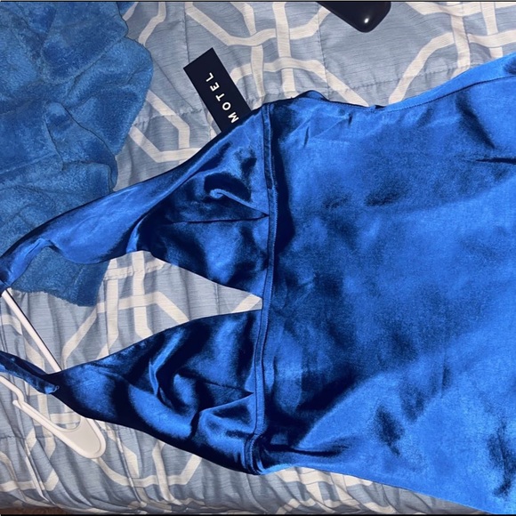 Motel Rocks Coda Slip Dress in Satin Blue - Picture 4 of 6